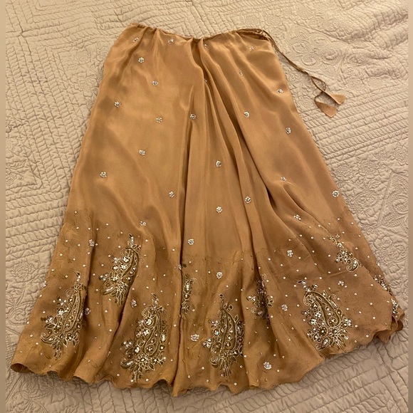 Vintage Casbah Cate Gold Sequined Silk Skirt - Picture 2 of 13